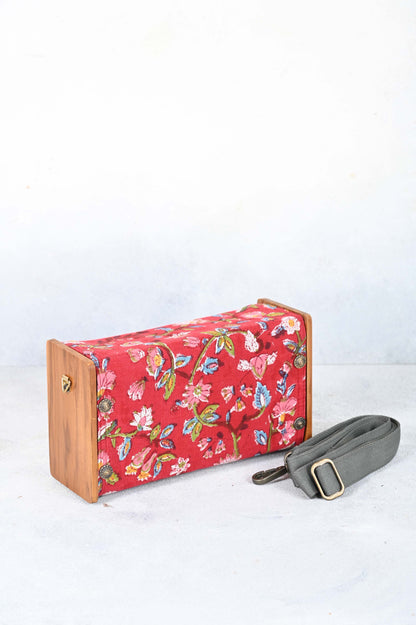 Red Floral Fiesta Detachable Clutch Box Bag