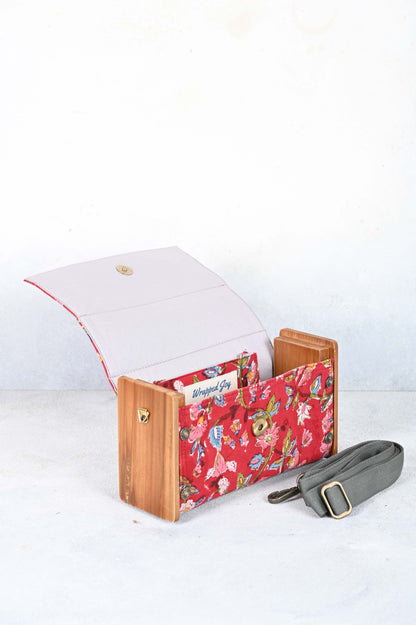 Red Floral Fiesta Detachable Clutch Box Bag