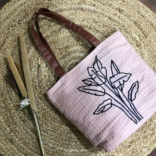 Pink Tropical Leaves Everyday Essential Tote Bag