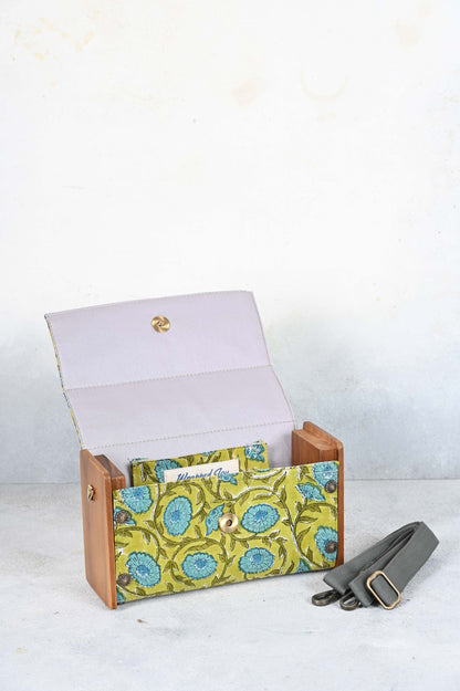 Tranquil Turquoise and Lime Detachable Clutch Box Bag