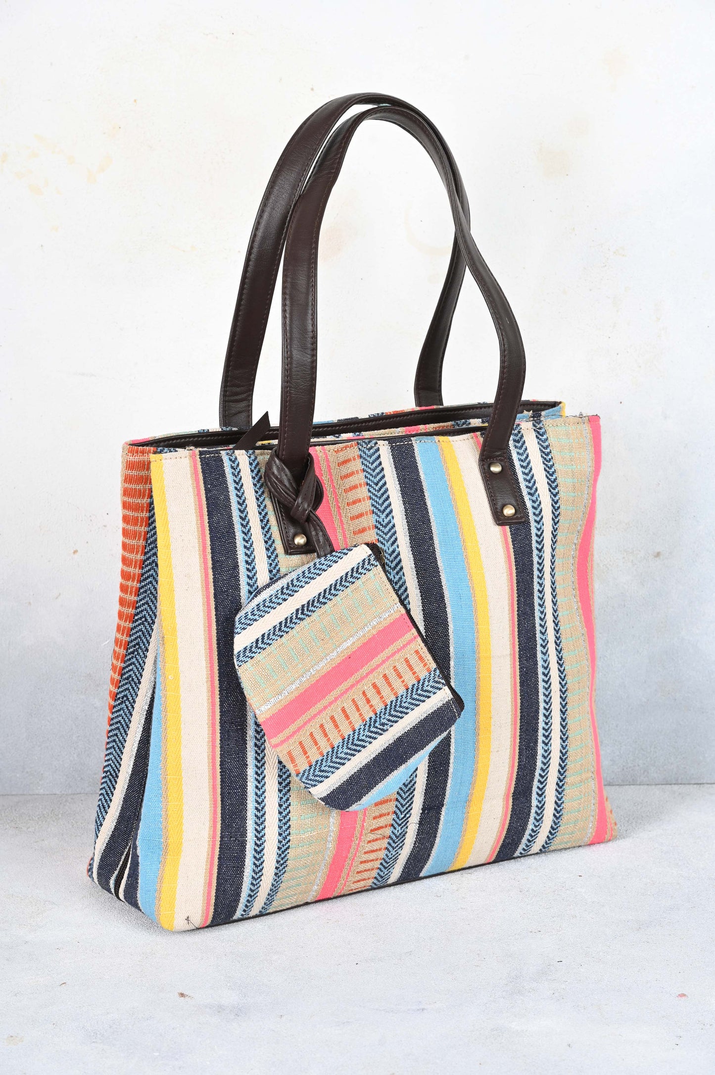 Vibrant Stripe Three Pocket Tote Bag