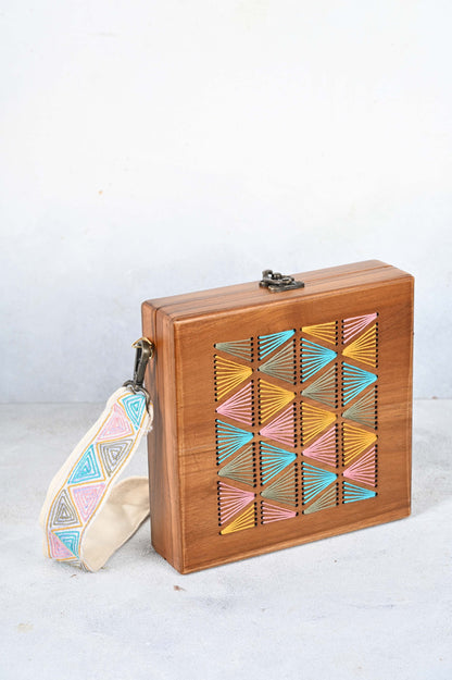 Multi Hued Rainbow Wooden Box Bag