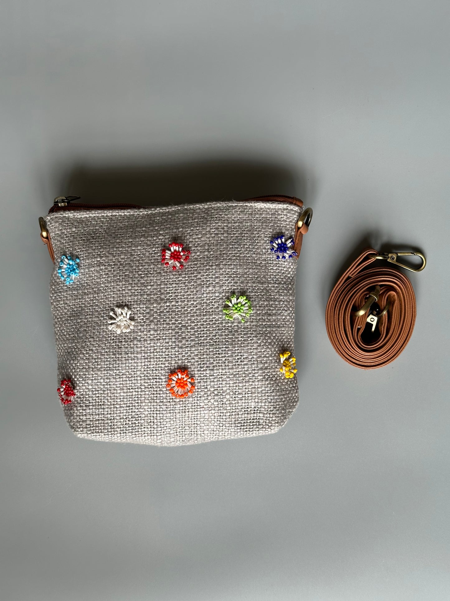 Grey Floral Pouch cum Sling