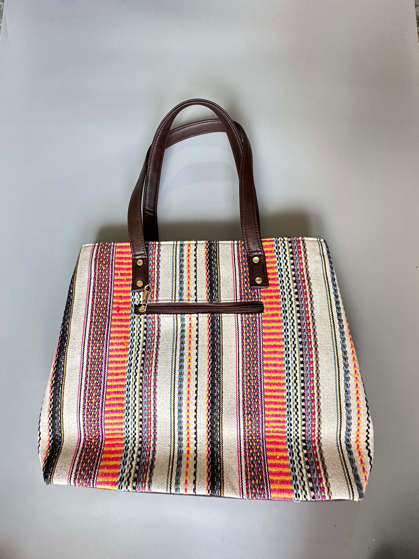 Soft Stripe Three Pocket tote Bag