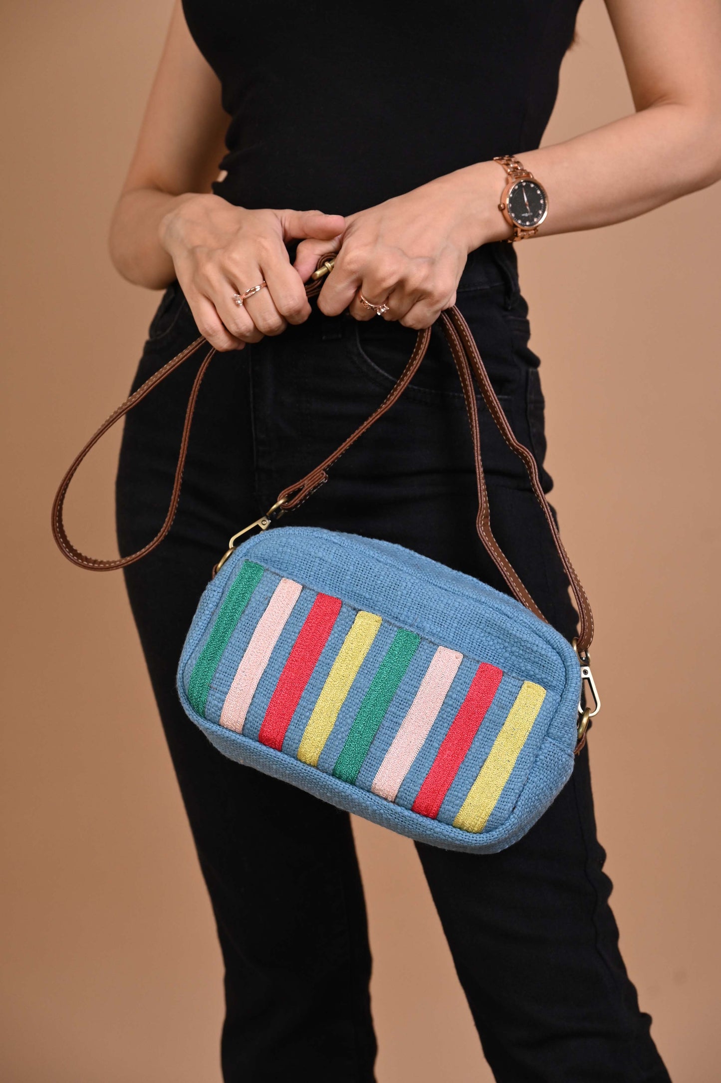 Powder Blue Candy Stripe Everyday Sling