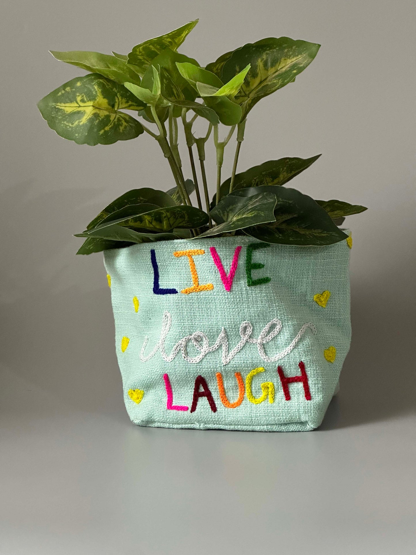 Cyan Live Love Laugh Happy Planter