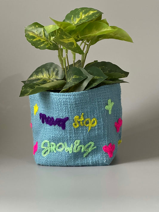 Powder Blue Never Stop Growing Happy Planter